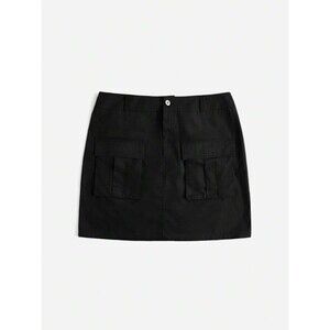 Women’s SHEIN Flap Pocket Cargo Black Skirt Medium